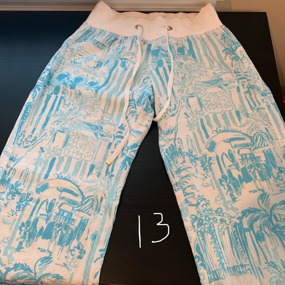 EUC size xs beach pant in blue/white la via loca